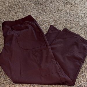 Cherokee Burgundy /Brown Cargo Scrub Pants